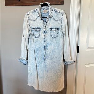 Stylish Light Blue Long Sleeve Denim Dress
